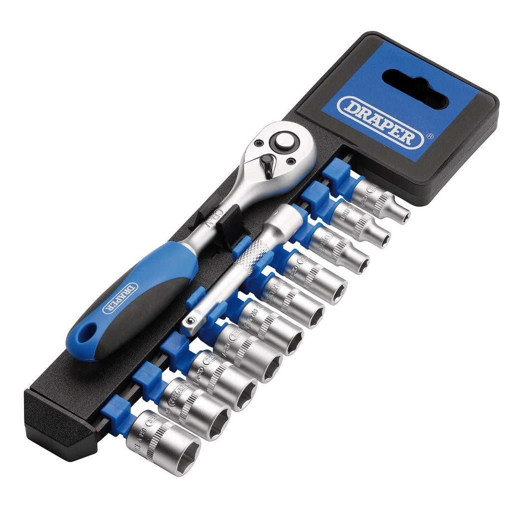 Draper Metric Socket and Ratchet Set, 1/4" Sq. Dr. (12 Piece)  16369