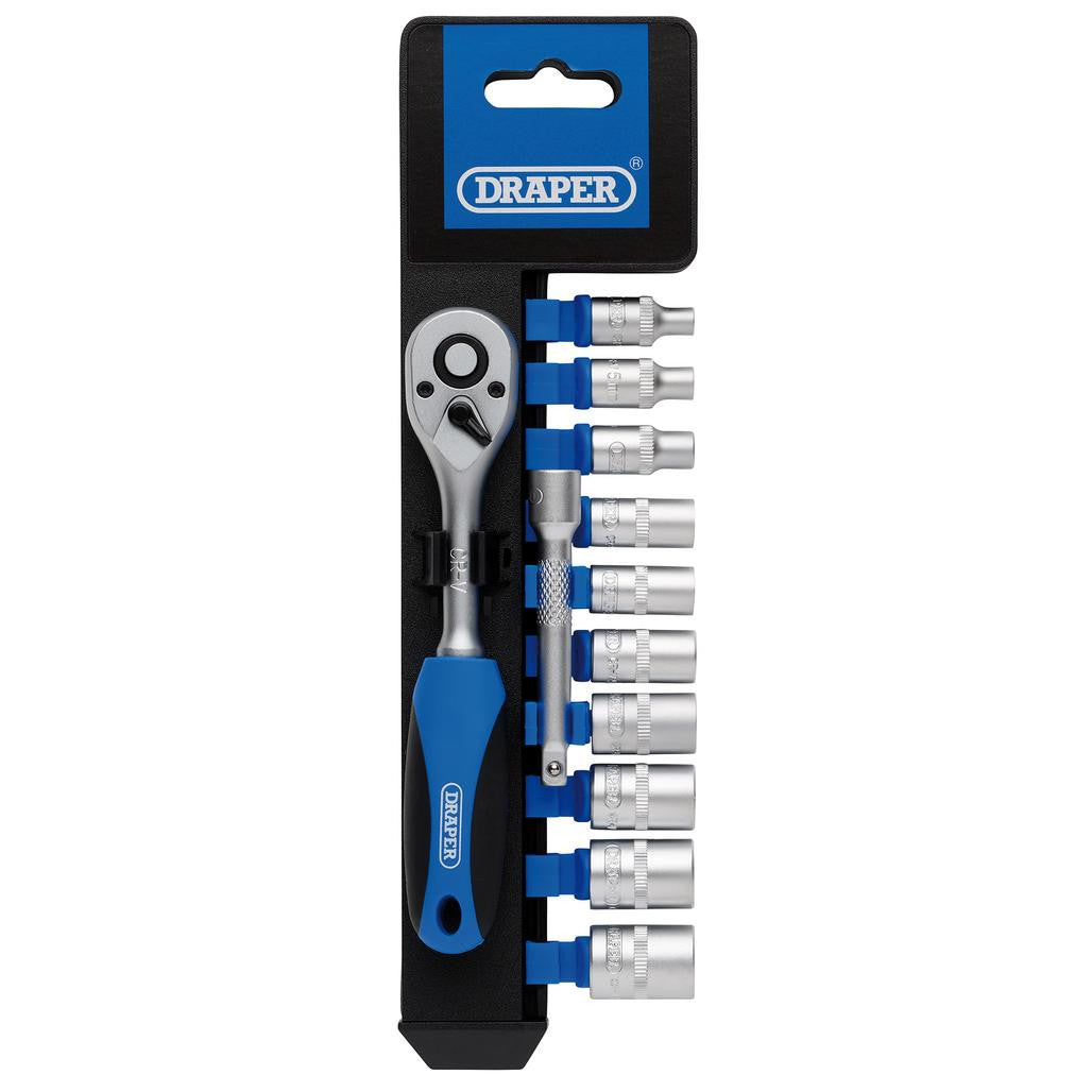 Draper Metric Socket and Ratchet Set, 1/4" Sq. Dr. (12 Piece)  16369