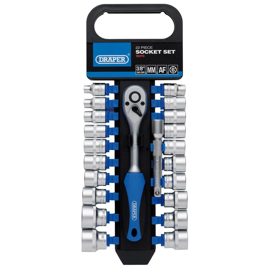 Draper Combined MM/AF Socket and Ratchet Set, 3/8" Sq. Dr. (22 Piece)  16373