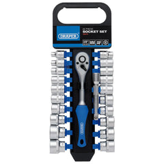 Draper Combined MM/AF Socket and Ratchet Set, 3/8" Sq. Dr. (22 Piece)  16373