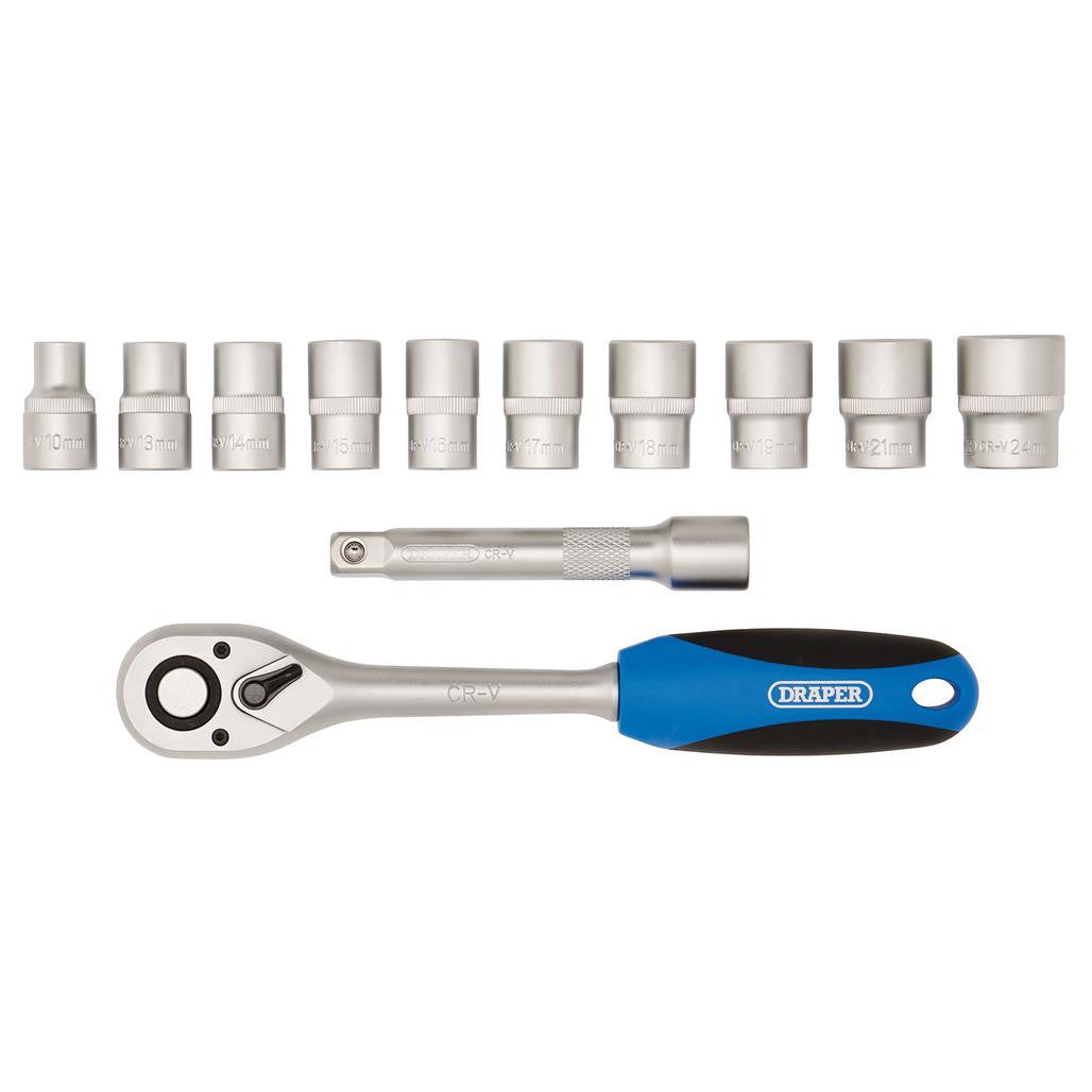 Draper Metric Socket and Ratchet Set, 1/2" Sq. Dr. (12 Piece)  16374