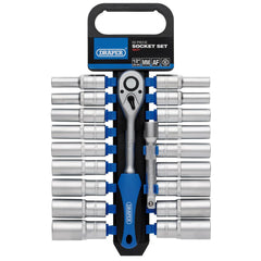 Draper Combined MM/AF Deep Socket and Ratchet Set, 1/2" Sq. Dr. (20 Piece)  16377