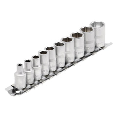 Draper Metric Socket on Metal Rail, 1/4" Sq. Dr. (10 Piece)  16398