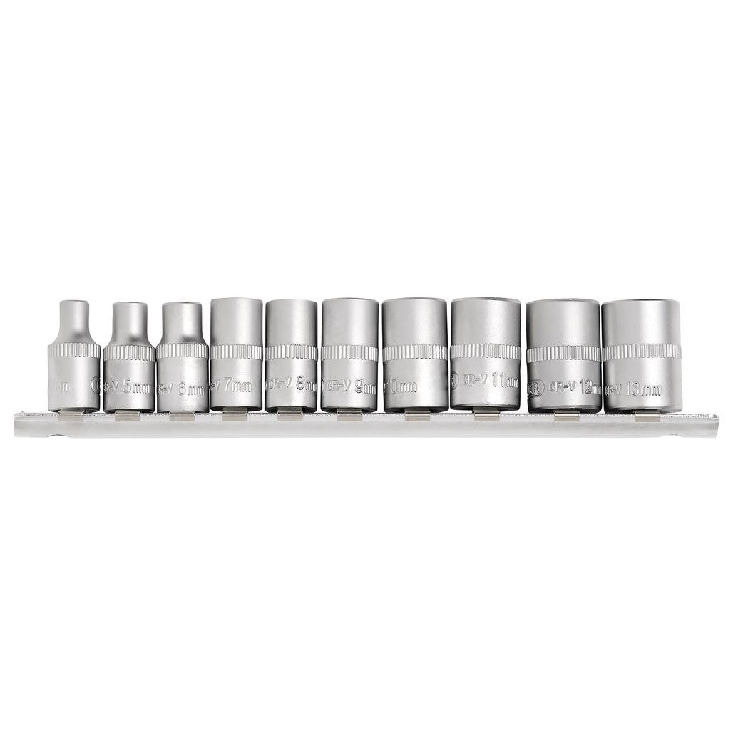Draper Metric Socket on Metal Rail, 1/4" Sq. Dr. (10 Piece)  16398