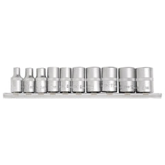 Draper Metric Socket on Metal Rail, 1/4" Sq. Dr. (10 Piece)  16398