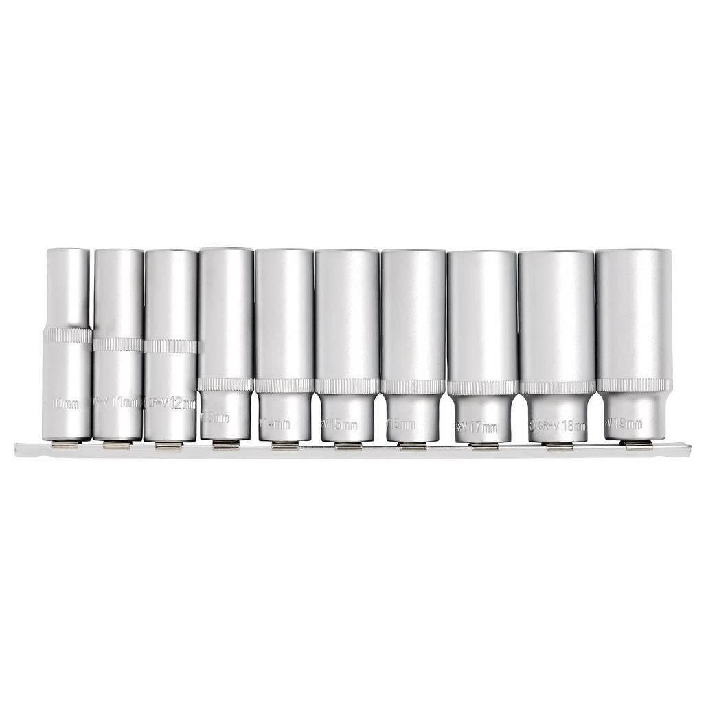 Draper Deep Socket Set on Metal Rail, 3/8" Sq. Dr. (10 Piece)  16401
