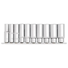 Draper Deep Socket Set on Metal Rail, 3/8" Sq. Dr. (10 Piece)  16401