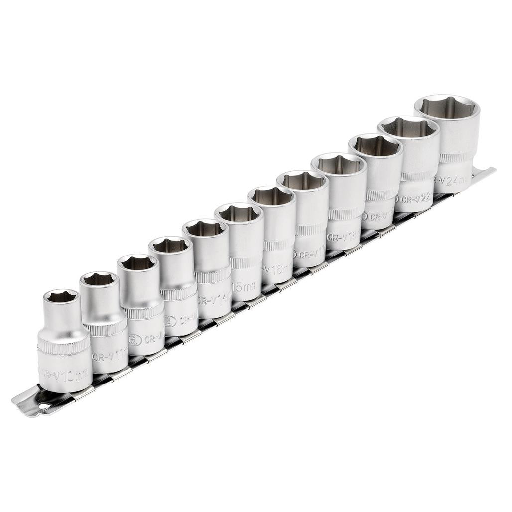 Draper Socket Set on Metal Rail, 1/2" Sq. Dr. (12 Piece)  16402