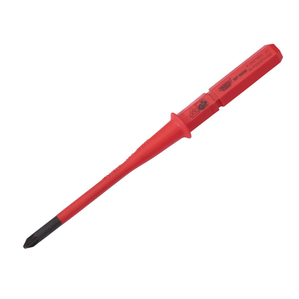 Draper XP1000® VDE Slimline PZ/SL Type Interchangeable Screwdriver Blade, No.2 x 100mm  16420