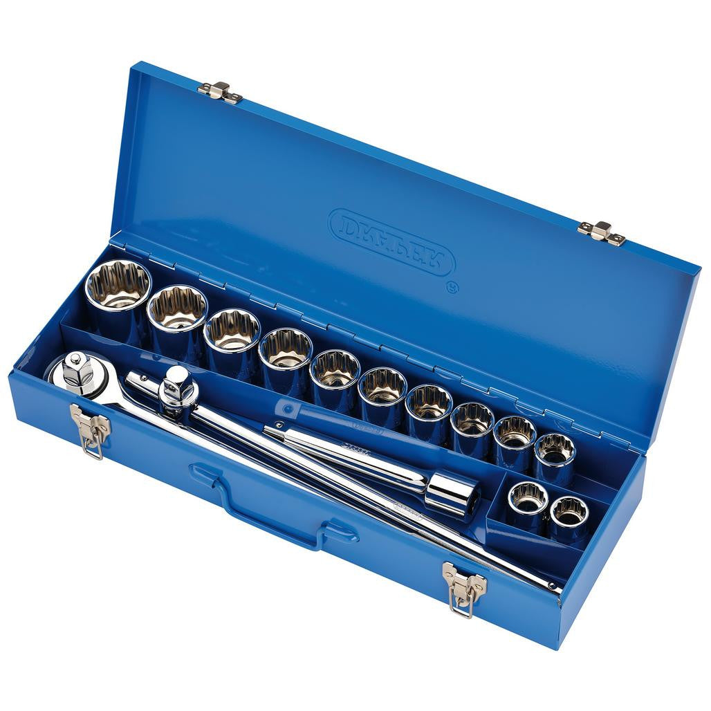 Draper HI-TORQ® Metric Socket Set in Metal Case, 3/4" Sq. Dr. (15 Piece)  16440