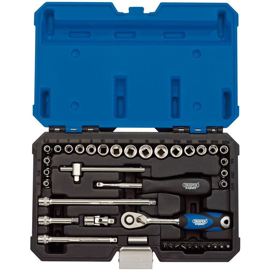 Draper Expert Combined MM/AF Socket Set, 1/4" Sq. Dr. (40 Piece)  16445