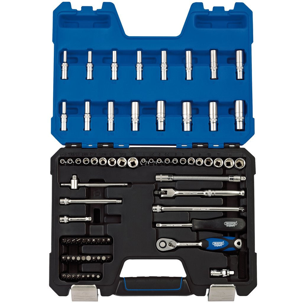Draper Expert MM/AF Combined Socket Set, 1/4" Sq. Dr. (75 Piece)  16448