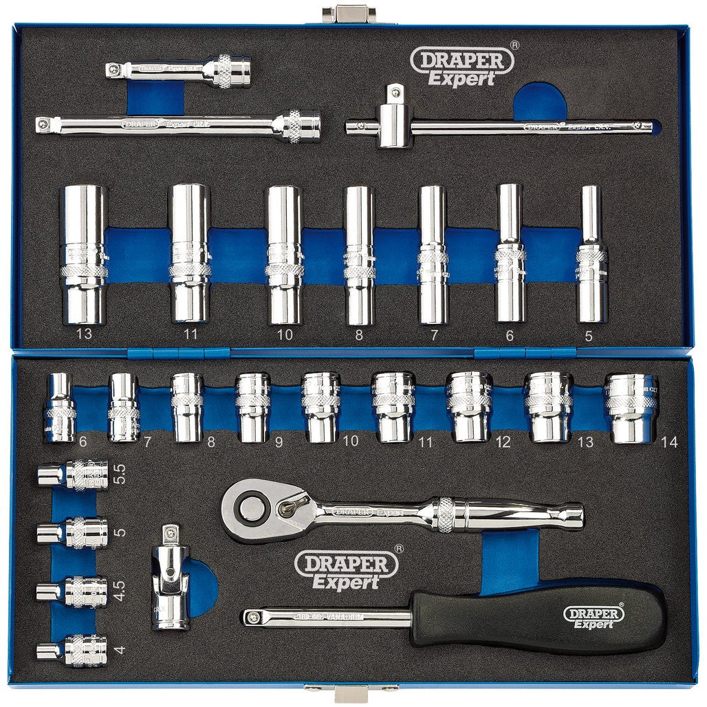 Draper Expert Metric Socket Set, 1/4" Sq. Dr. (26 Piece)  16476