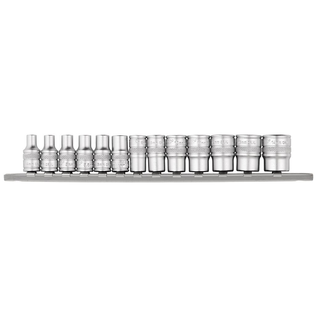 Draper Expert HI-TORQ® Metric Socket Set on a Metal Rail, 1/4" Sq. Dr. (13 Piece)  16487