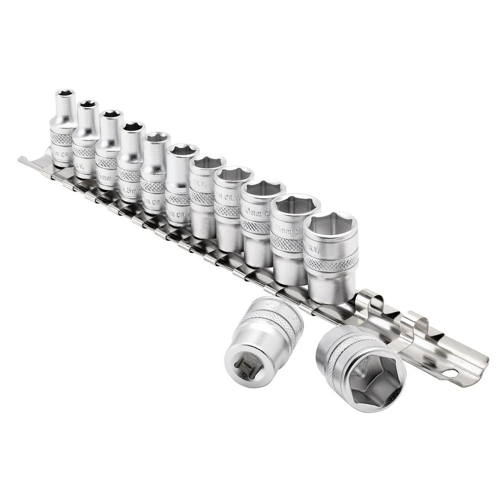 Draper Expert HI-TORQ® Metric Socket Set on a Metal Rail, 1/4" Sq. Dr. (13 Piece)  16487