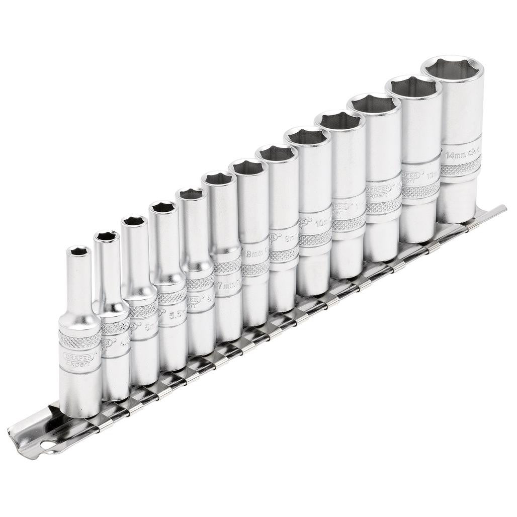Draper Expert Deep Metric Socket Set on a Metal Rail, 1/4" Sq. Dr. (13 Piece)  16490
