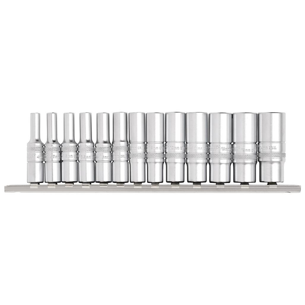 Draper Expert Deep Metric Socket Set on a Metal Rail, 1/4" Sq. Dr. (13 Piece)  16490