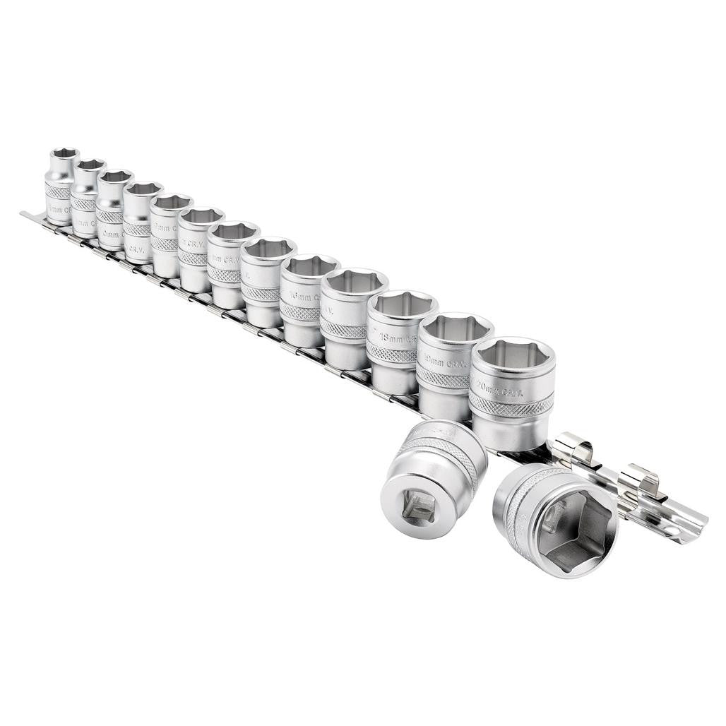 Draper Expert HI-TORQ® Metric Socket Set on a Metal Rail, 3/8" Sq. Dr. (15 Piece)  16492