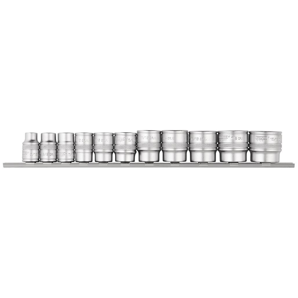 Draper Expert Imperial Socket Set on a Metal Rail, 3/8" Sq. Dr. (11 Piece)  16493