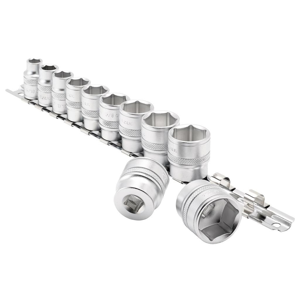 Draper Expert Imperial Socket Set on a Metal Rail, 3/8" Sq. Dr. (11 Piece)  16493