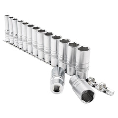 Draper Expert Metric Deep Socket Set on a Metal Rail, 3/8" Sq. Dr. (15 Piece)  16494
