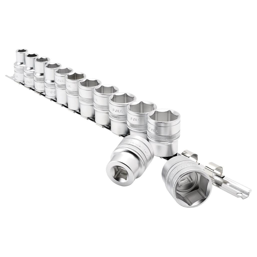 Draper Expert Imperial Socket on a Metal Rail, 1/2" Sq. Dr. (13 Piece)  16498