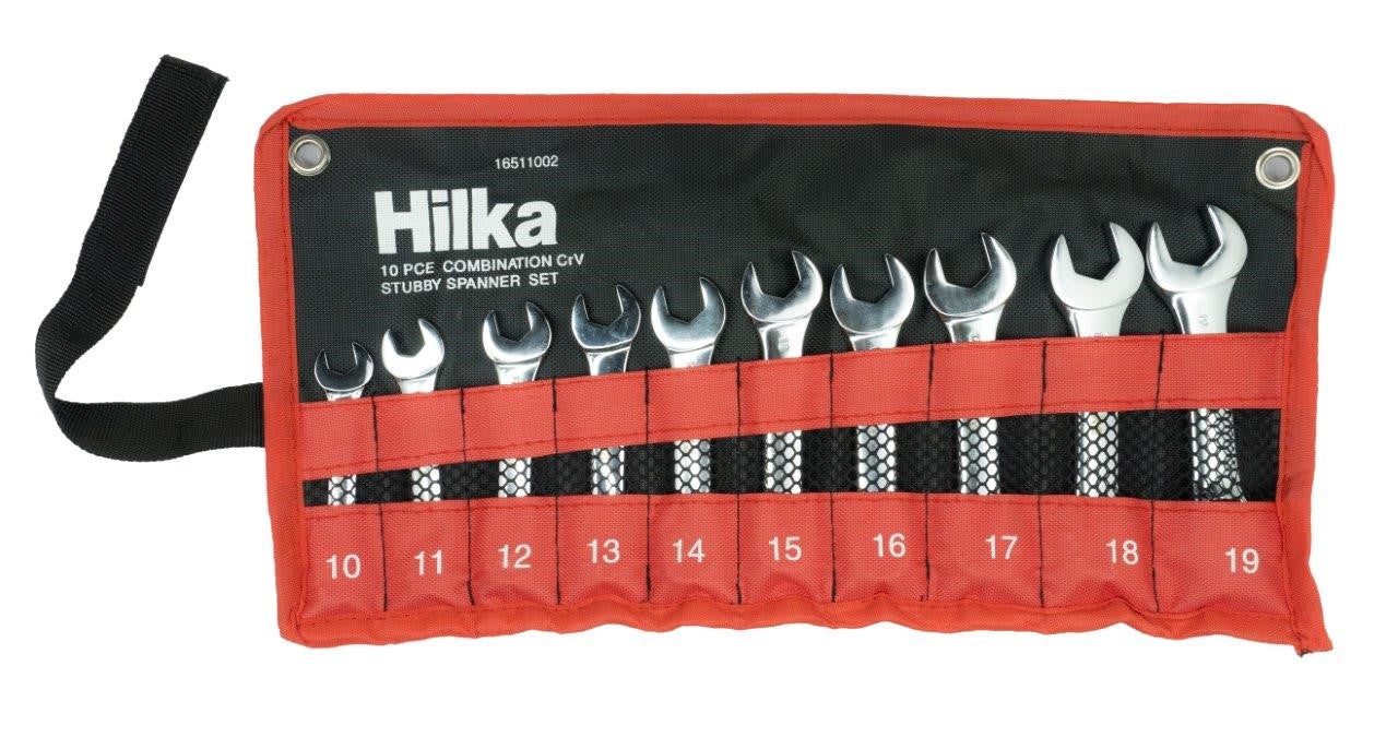 Hilka 10 pce Combi Stubby Spanner Set in Pouch Metric 16511002