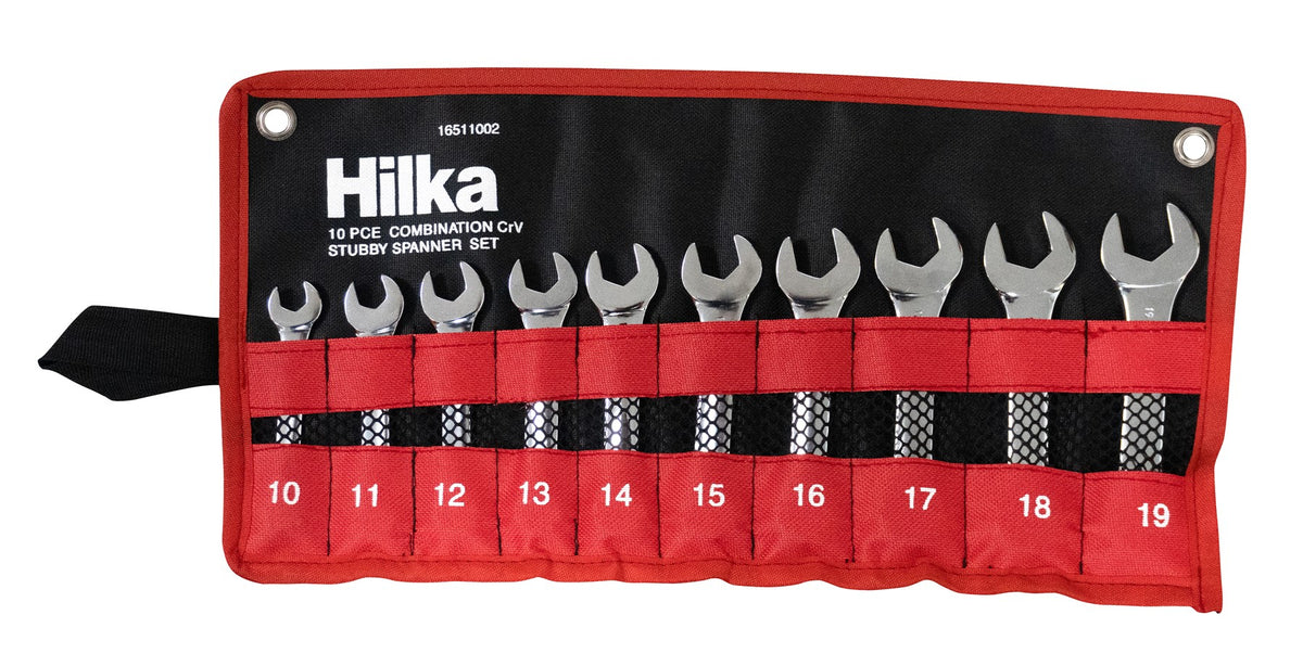 Hilka 10 pce Combi Stubby Spanner Set in Pouch Metric 16511002
