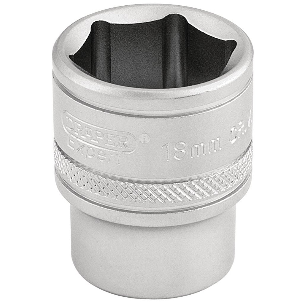 Draper Expert 6 Point Metric Socket, 3/8" Sq. Dr., 18mm  16544