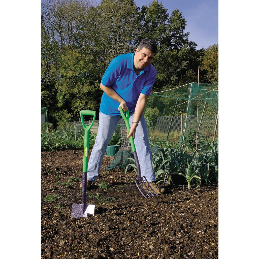 Draper Carbon Steel Garden Fork and Spade Set, Green  16566