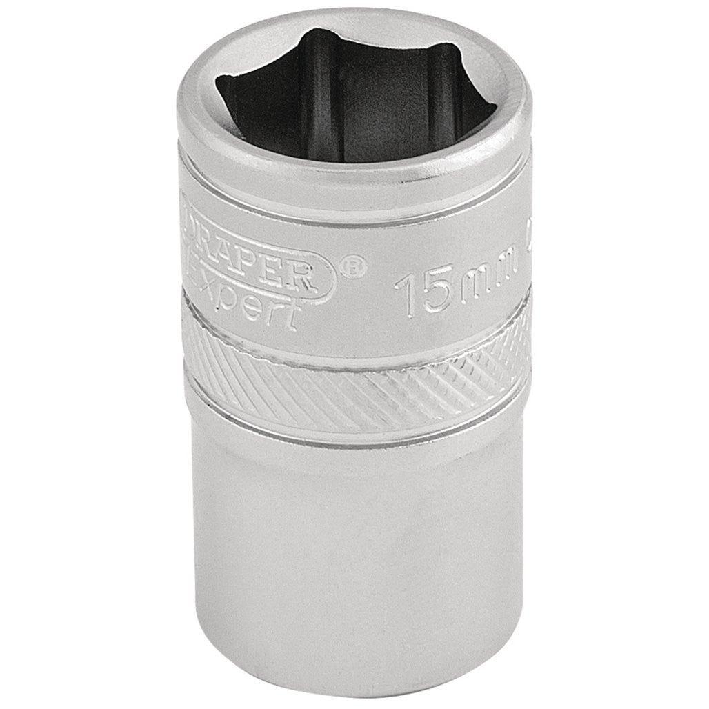 Draper Expert 6 Point Metric Socket, 1/2" Sq. Dr., 15mm  16605