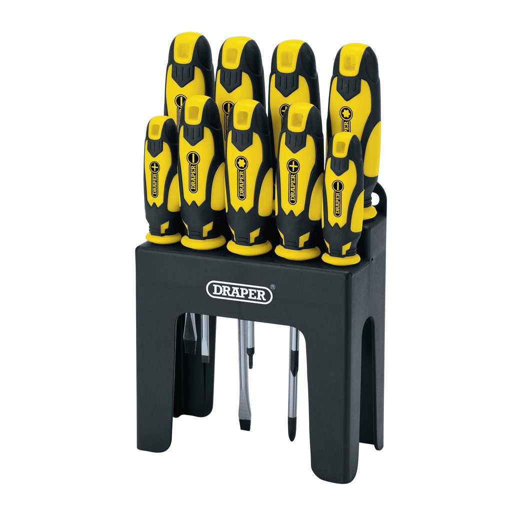 Draper Soft Grip Screwdriver Set, Yellow (9 Piece)  16728