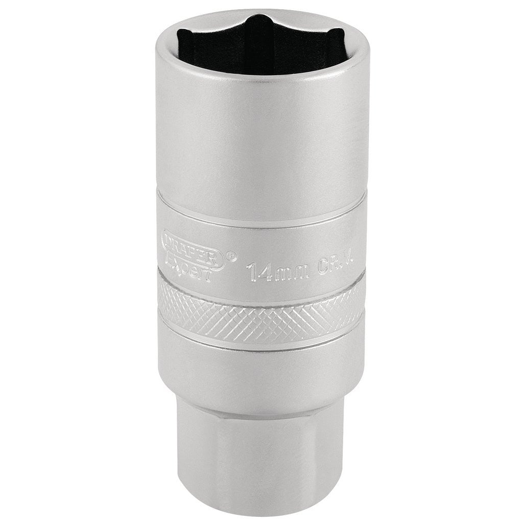 Draper Expert 14mm Thread 6 Point Satin Chrome Spark Plug Socket, 3/8" Sq. Dr., 21mm 16777