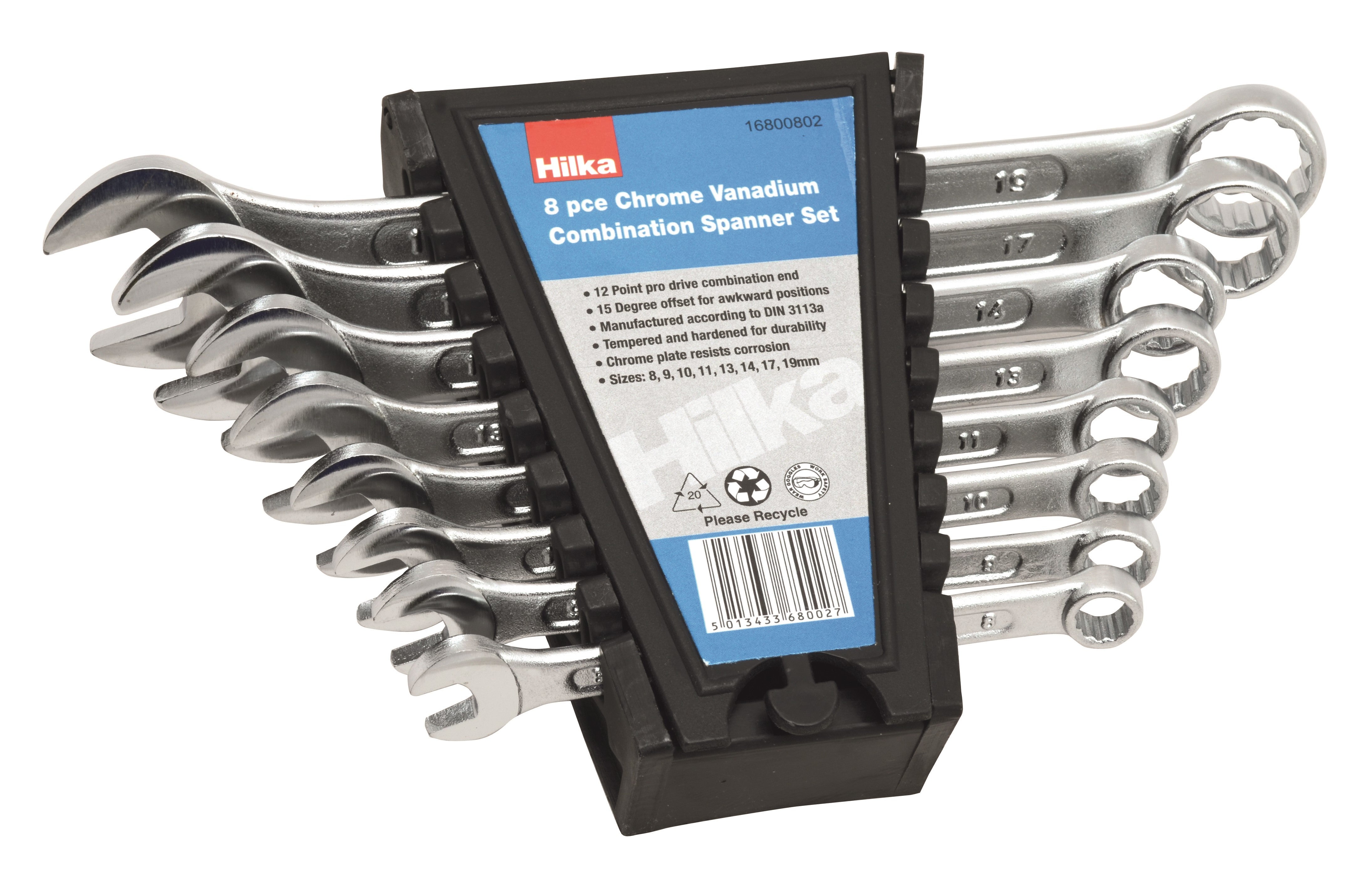 Hilka 8 pce Combination Spanner Metric 16800802