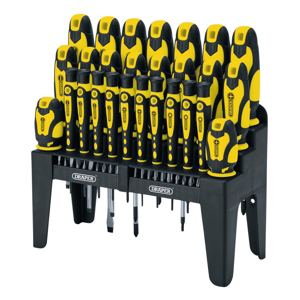 Draper Soft Grip Screwdriver and Bit Set, Yellow (47 Piece)  16824