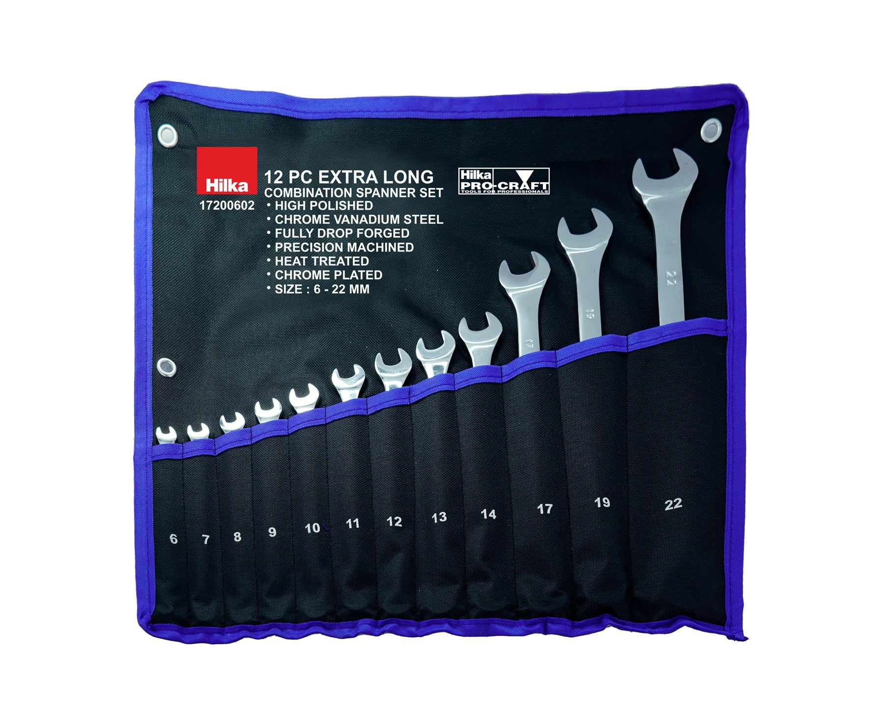 Hilka 12 pce Extra Long Comb Spanner Set Metric 17200602