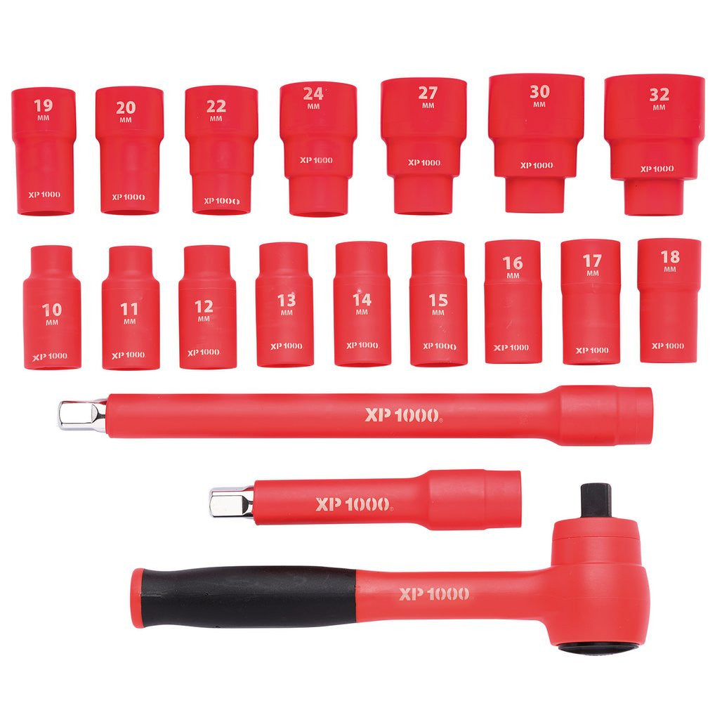 Draper XP1000® VDE Metric Socket Set, 1/2" Sq. Dr. (19 Piece)  17671