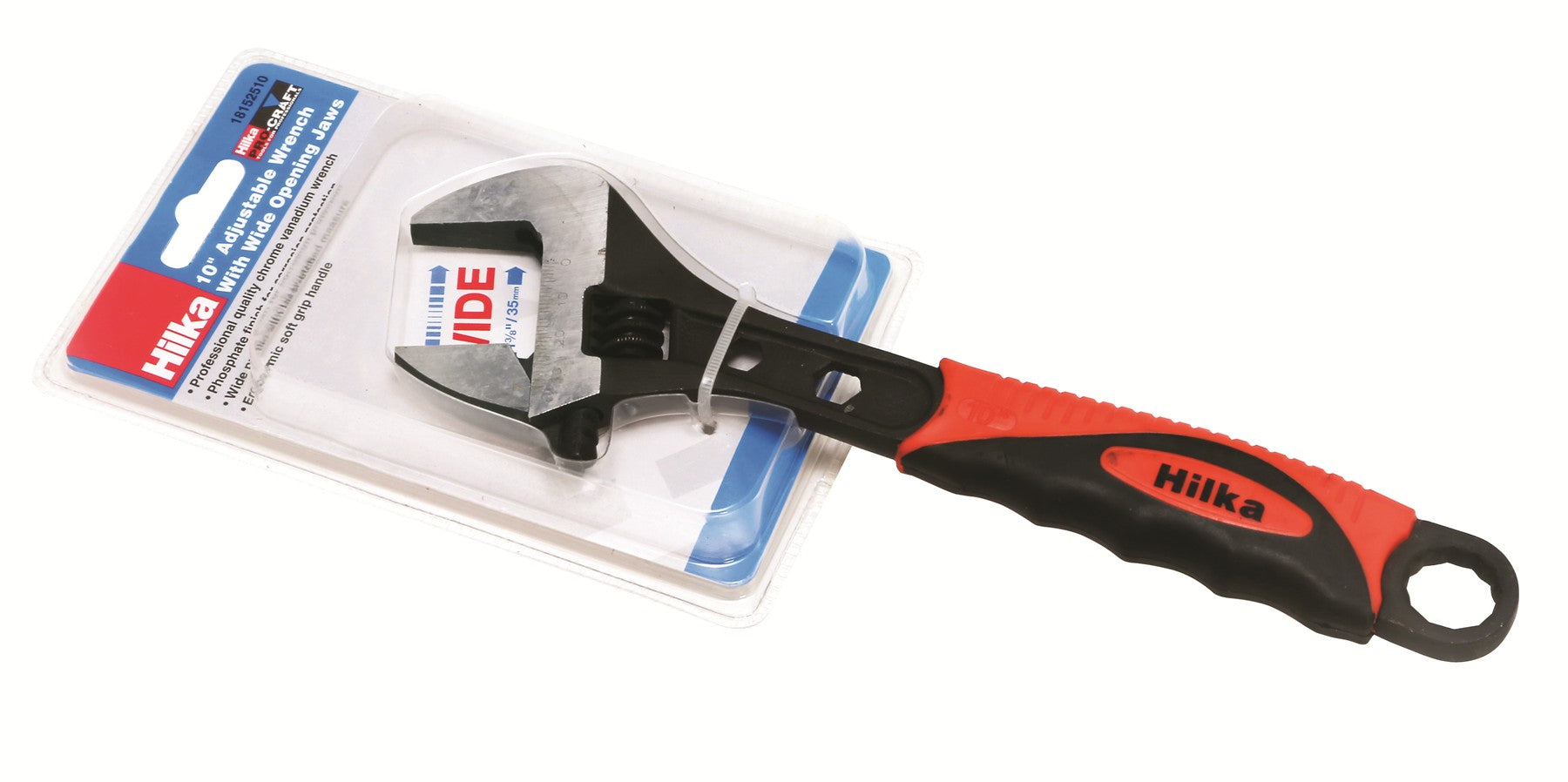 Hilka 10" (250mm) Wide Jaw (35mm) Soft Grip Adjustable Wrench 18152510