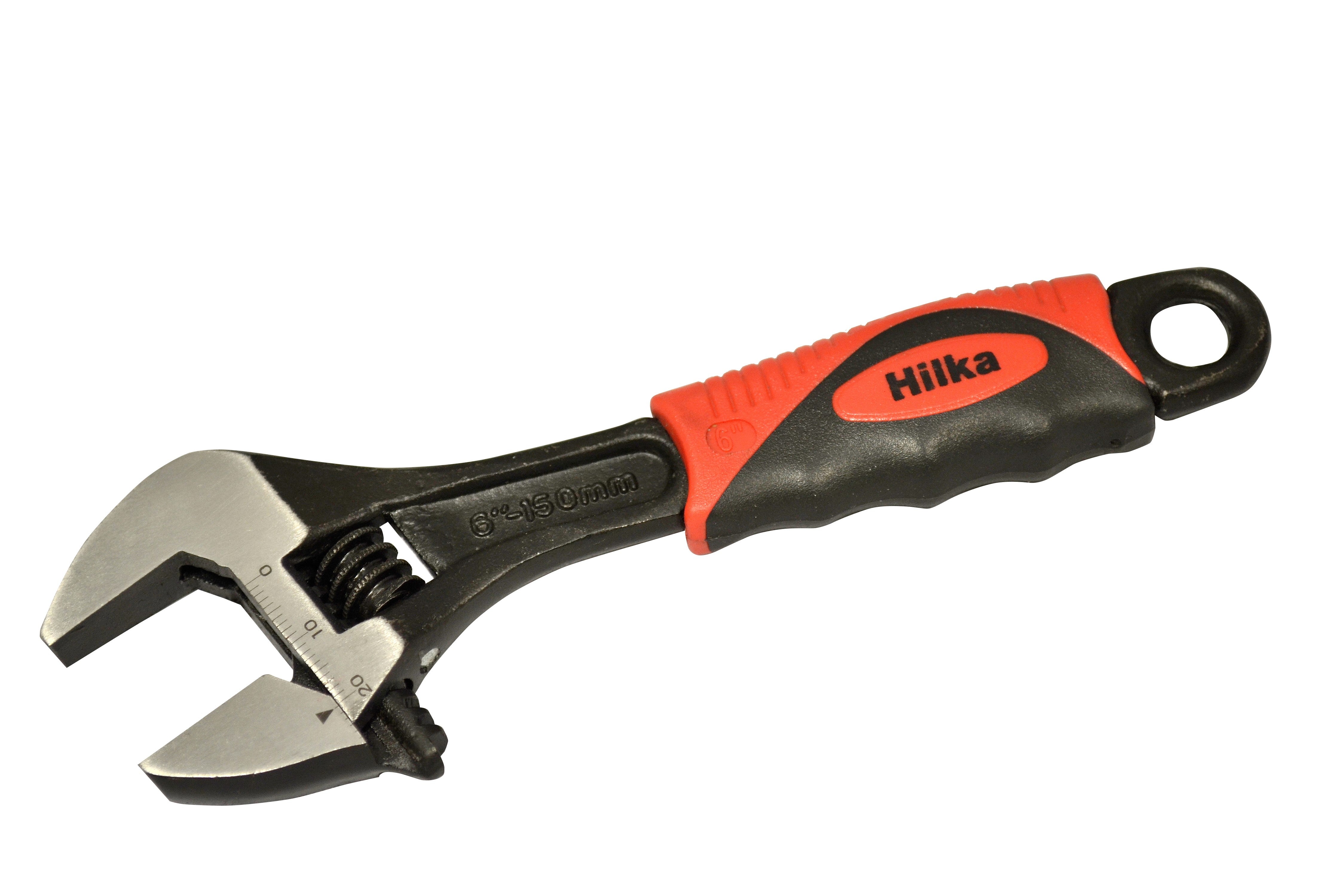 Hilka 6" (150mm) Soft Grip Wide Jaw (20mm) Adjustable Wrench 18152514