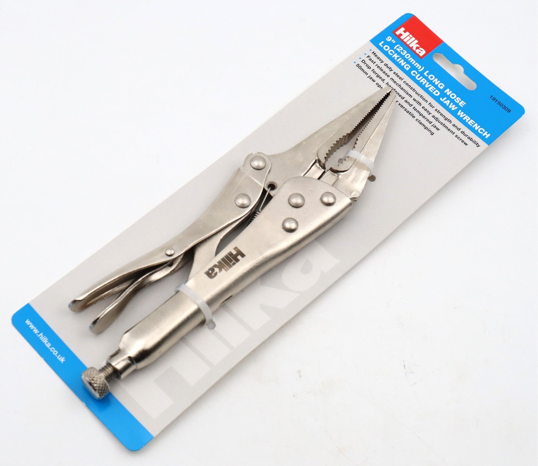 Hilka 9" (230mm) Long Nose Locking Curved Jaw Wrench 19150309