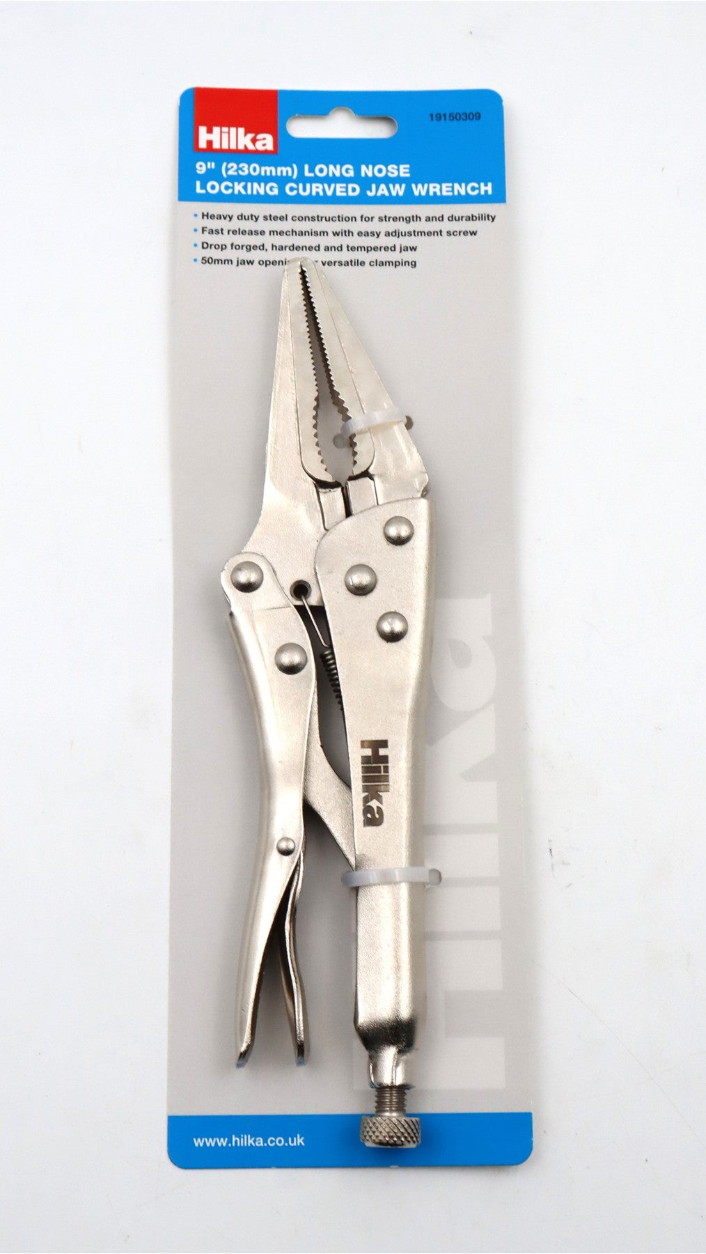 Hilka 9" (230mm) Long Nose Locking Curved Jaw Wrench 19150309
