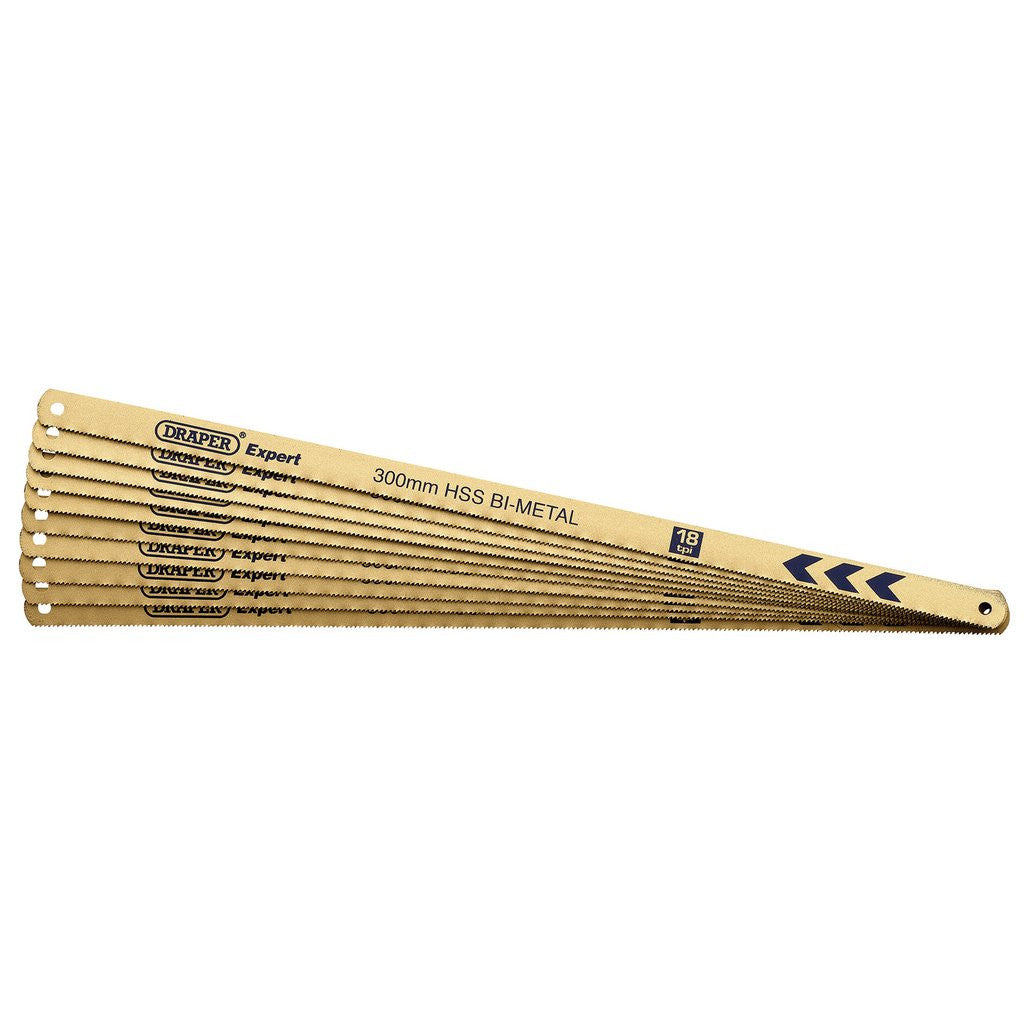 Draper Expert Bi-metal Hacksaw Blades, 300mm, 18tpi (Pack of 10)  19347