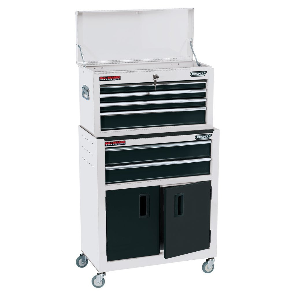 Draper Combined Roller Cabinet and Tool Chest, 6 Drawer, 24", White