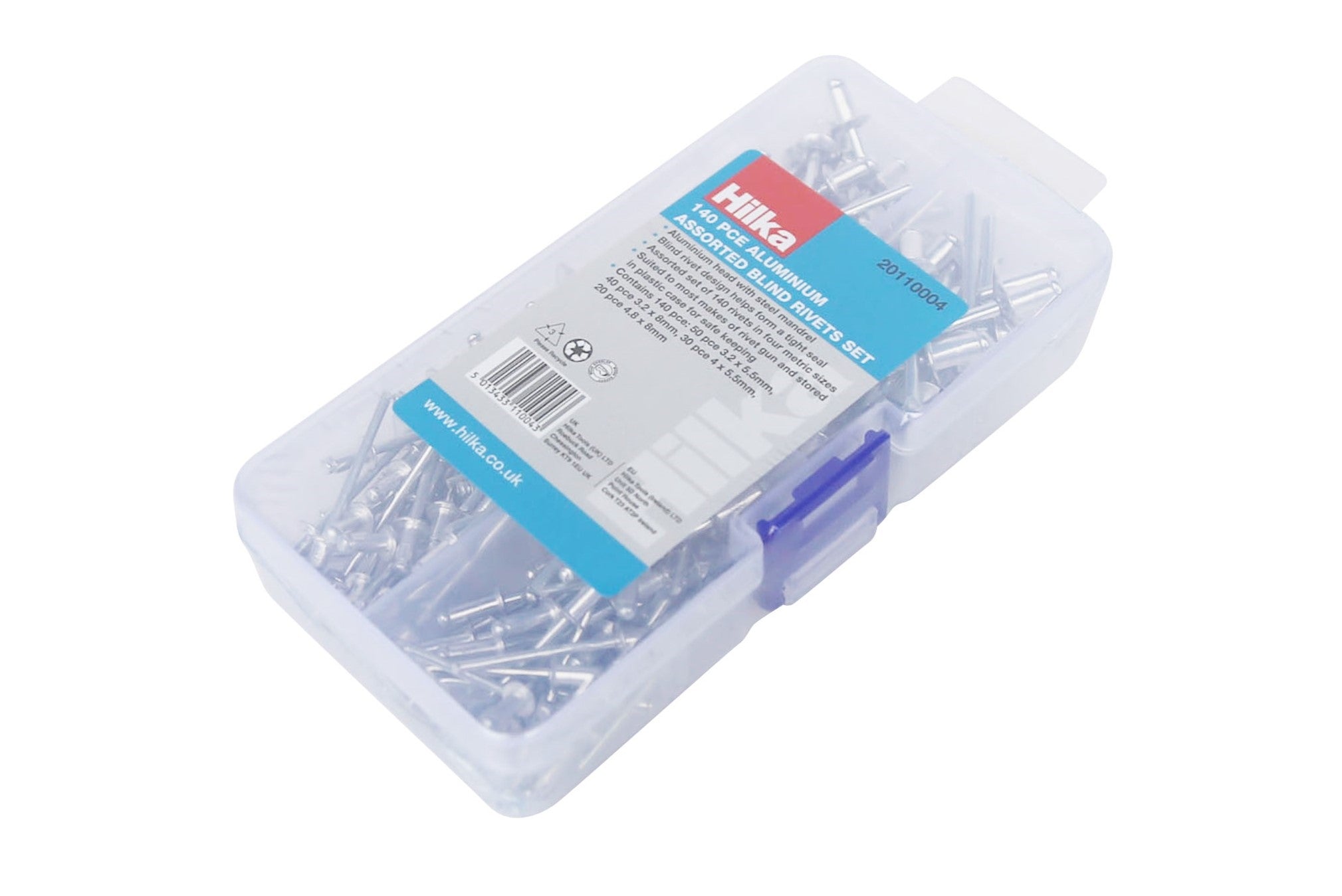 Hilka 140 pce Aluminium Assorted Blind Rivets Set 20110004