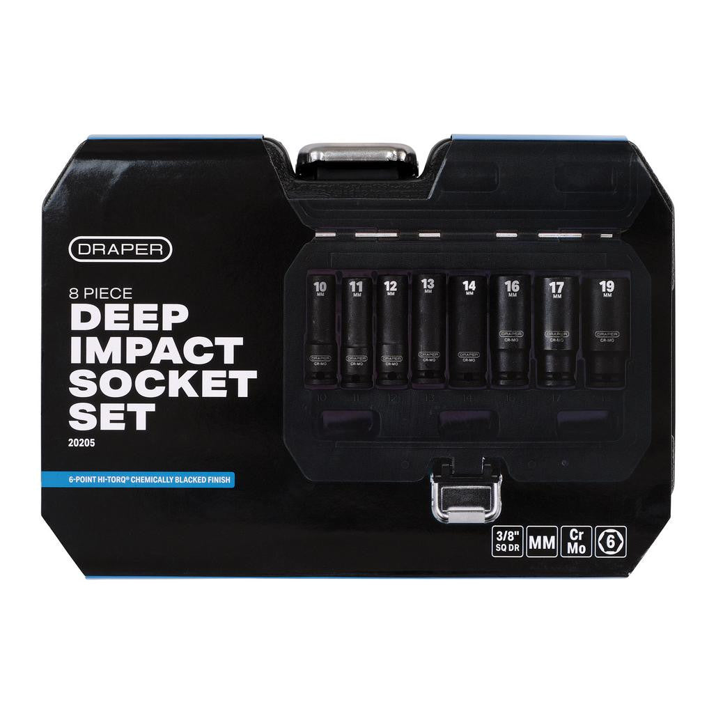 Draper HI-TORQ® Metric Deep Impact Socket Set, 3/8" Sq. Dr. (8 Piece)  20205