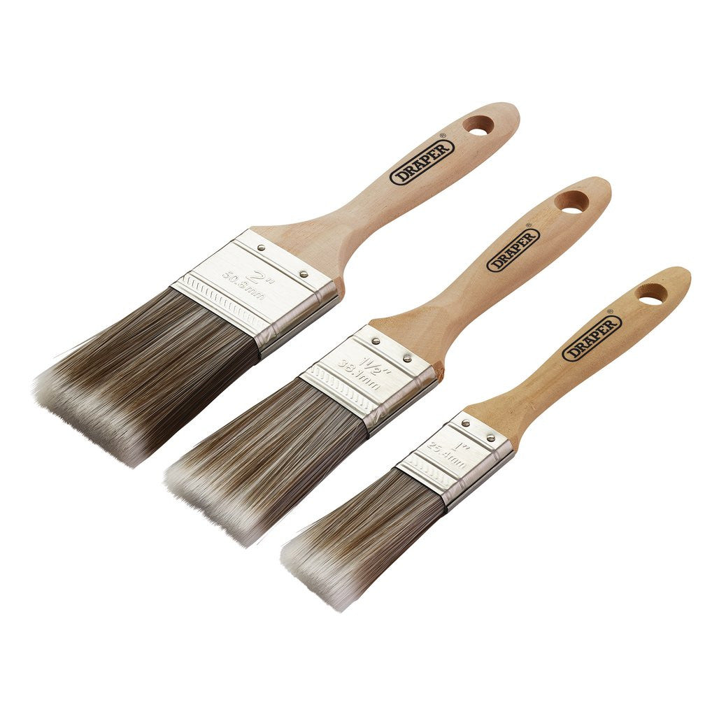 Draper Wood Handle Paint Brush Set (3 Piece)  20439
