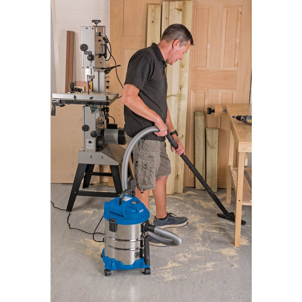 Draper 230V Wet and Dry Vacuum Cleaner with Stainless Steel Tank, 20L, 1250W