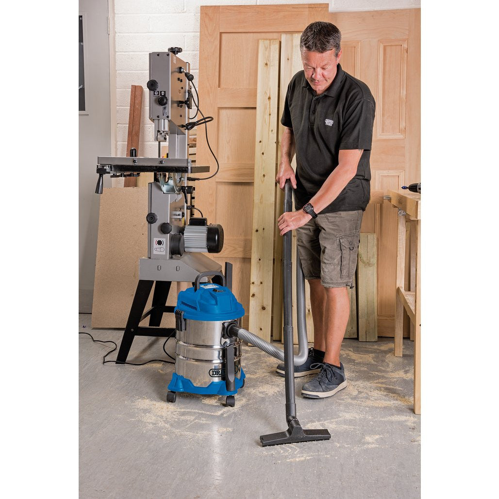 Draper 230V Wet and Dry Vacuum Cleaner with Stainless Steel Tank, 20L, 1250W