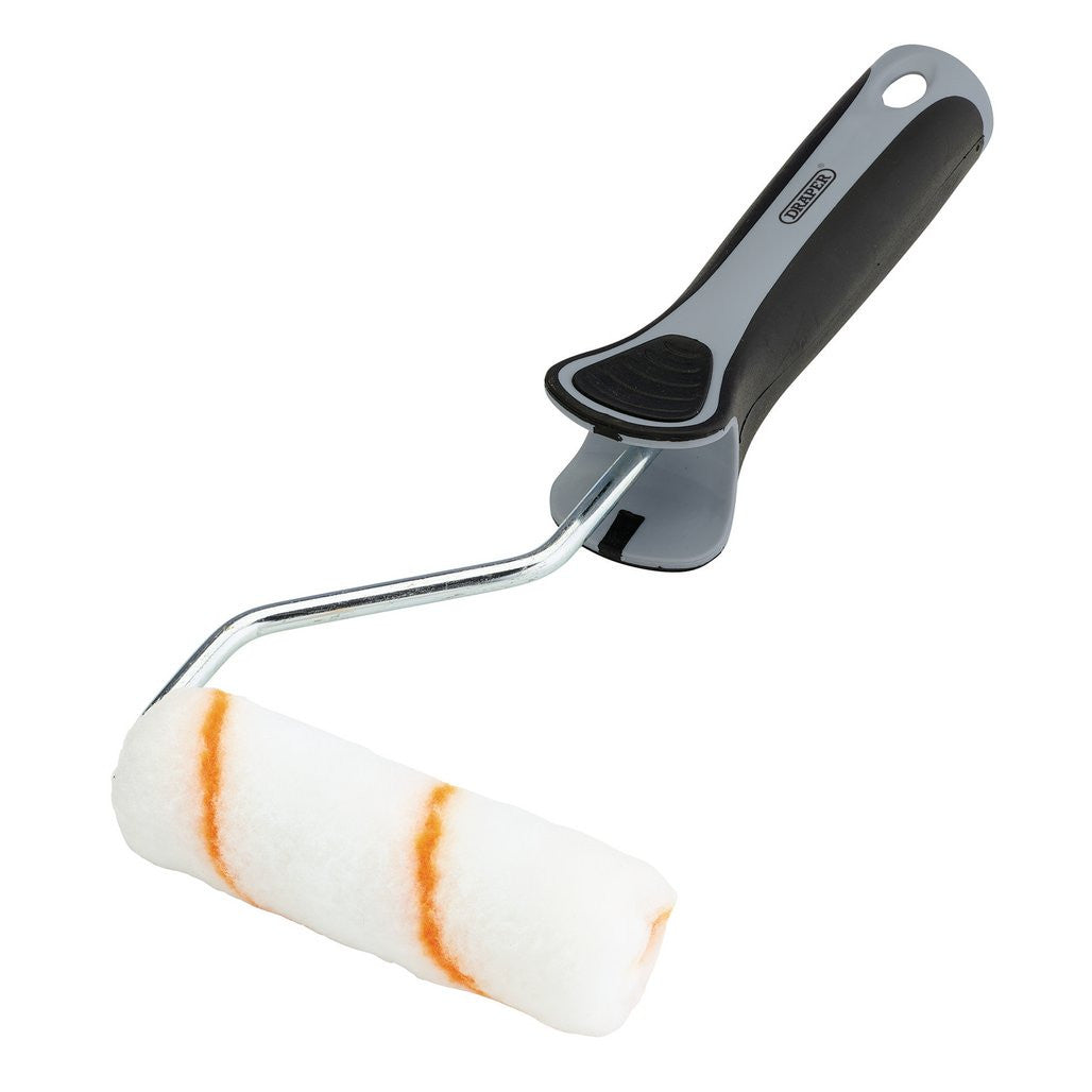 Draper Medium Pile Polyester Paint Roller with Soft Grip Handle, 4"/100mm  20792