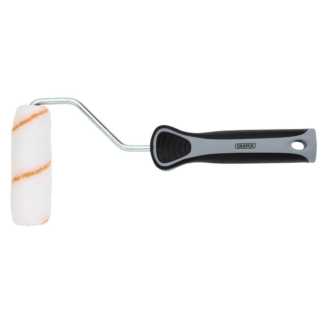 Draper Medium Pile Polyester Paint Roller with Soft Grip Handle, 4"/100mm  20792